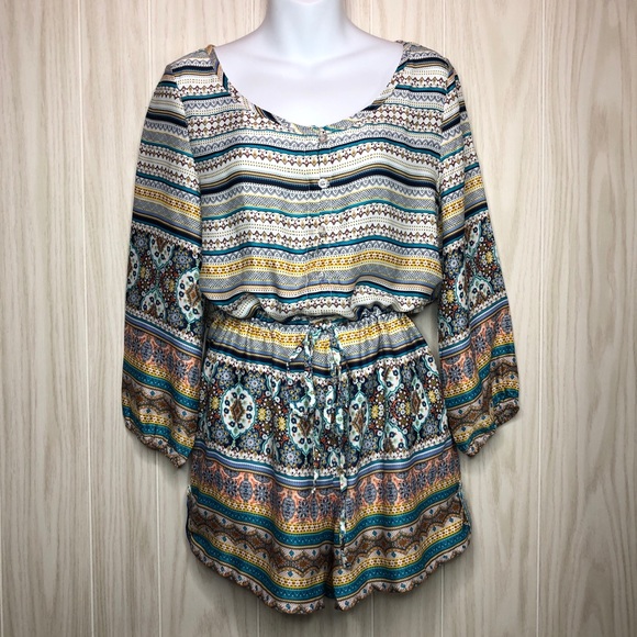 mittoshop Pants - Mittoshop Long Sleeve Print Romper